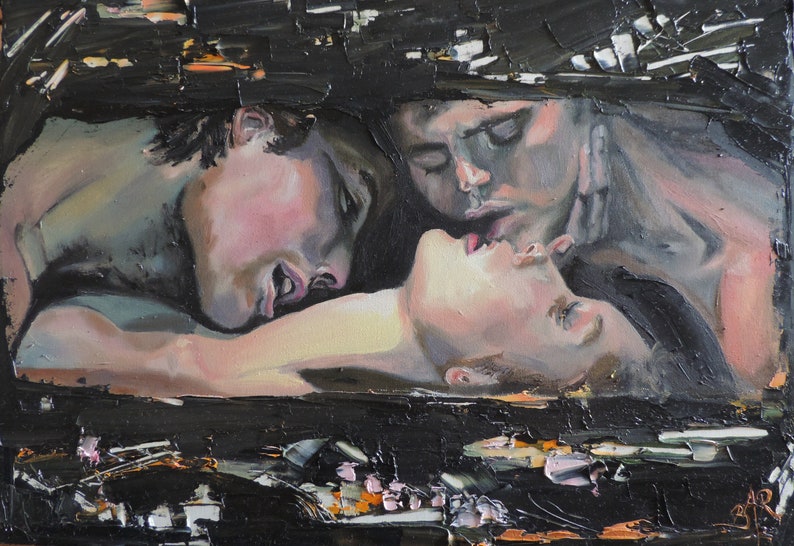 Hot moments, Sensual Wall Art, Oil Painting, Bedroom Wall Decor, Oil Painting, Painting on Canvas, Modern Painting, Contemporary Fine Art image 1