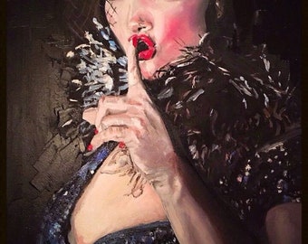 The Great Actress of the Theatre, Modern Woman Painting, Original Oil Painting, Painting on Canvas, Unique Painting, Modern Painting