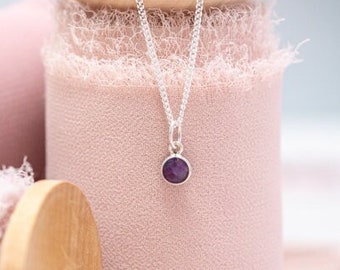 Sterling Silver Mini Amethyst Charm Necklace