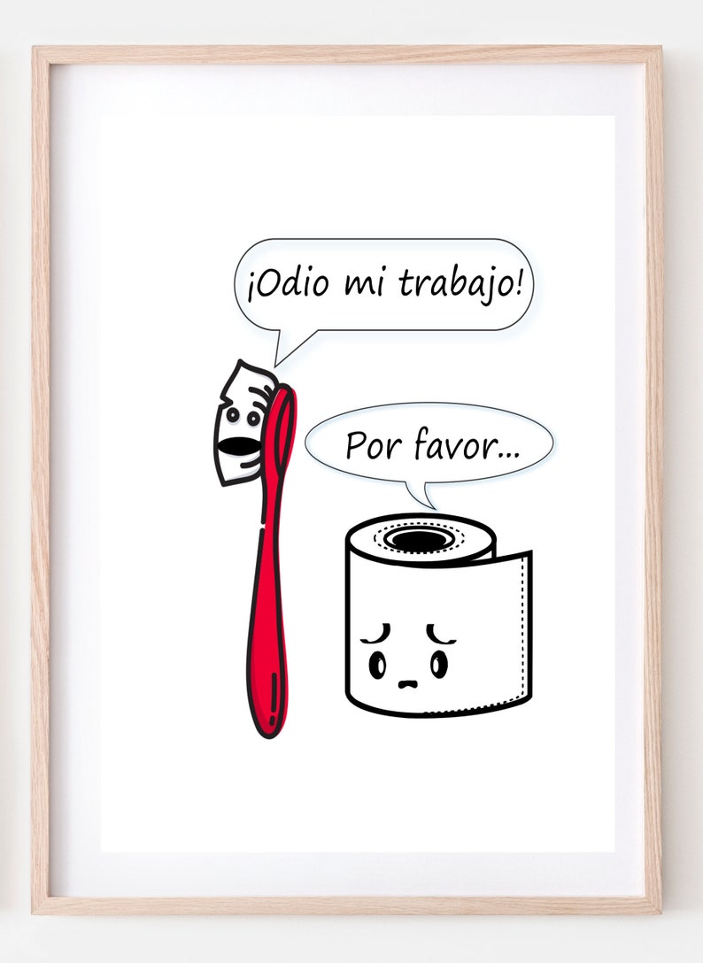 Funny Bathroom Wall Art Spanish Available Etsy