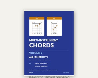 Chord Chart PDF, 57-Page All Minor Keys Multi-Instrument Guide