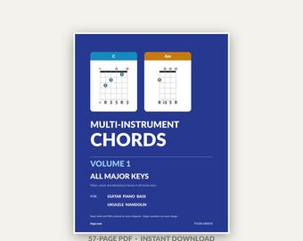 Digital Chord Chart, 57-Page PDF for All Keys and Multiple Instruments