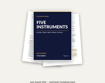 Instrument Lessons Course | 5 Tracks 60 Modules | Guitar Piano Bass Drums Vocals PDF