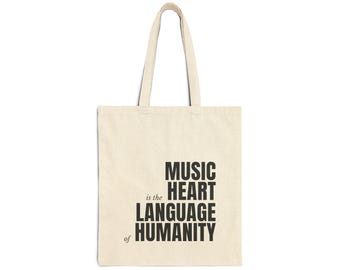 Text Tote Bag, 12 Oz 100% Cotton Canvas With Music Quote