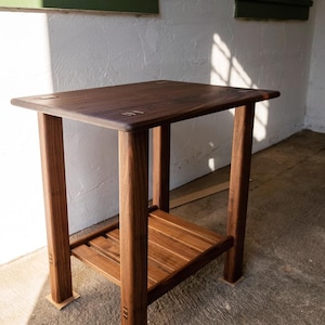 Forêt - Handmade End Table - Modern Nightstand, Walnut Oak Cherry Maple End-Table Side Table, Small Stand with Bookshelf from Liminal Studio