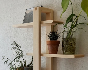 Pale Maple Shift Shelf - The Original - Modern Wall Shelf, for Plants, Books, Photos. Handmade, Solid Wood, Adjustable, Mid century