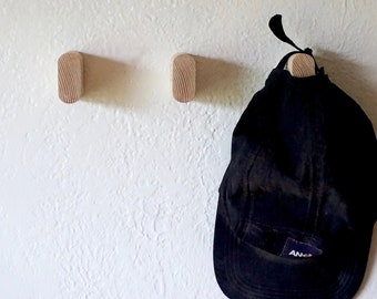 Minimalist Wood Wall Peg - Solid Walnut, Cherry, Oak, Maple Modern Hanging Hooks, Wall Mounted Entry Coat, Bag, Towel Hooks