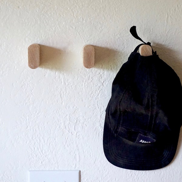 Minimalist Wood Wall Peg - Solid Walnut, Cherry, Oak, Maple Modern Hanging Hooks, Wall Mounted Entry Coat, Bag, Towel Hooks
