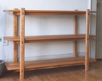 LOW STACK Shelves from Liminal Studio — Handmade Mid Century Bookshelf — TV Stand, Media Console - Walnut, Cherry, White Oak