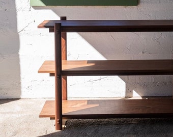 LOW STACK — Handmade Mid Century Bookshelf — TV Stand, Media Console - Walnut, Cherry, White Oak