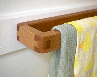Dovetail Towel Bar - Minimal Wood Bathroom Towel Rack/Rod, Clothing Rack, Bath Hook, Wall Hanger, Display Bar