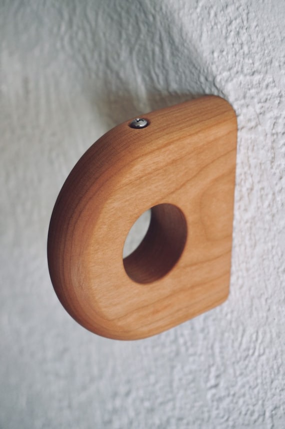 Minimal CHERRY Curtain Rod Bracket, Modern Curtain Holder Solid Cherry Wood  W/ Natural Finish 