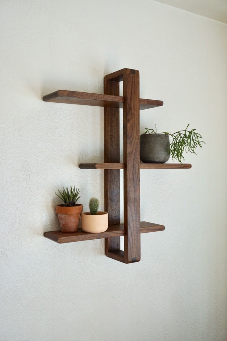 Walnut Shift Shelf the Original Solid Wood Wall Decor for Etsy