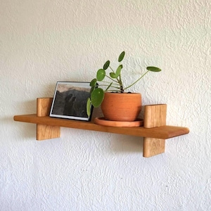 Ledge Shelf -- Minimal Wood Wall Shelf. Handmade, Floating Plant, Book, Bathroom, or Entryway Shelf. Rubbed oil finish. Walnut, Cherry, Oak