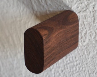 Minimalist Wood Wall Peg - Solid Walnut, Cherry, Oak, Maple Modern Hanging Hooks, Wall Mounted Entry Coat, Bag, Towel Hooks