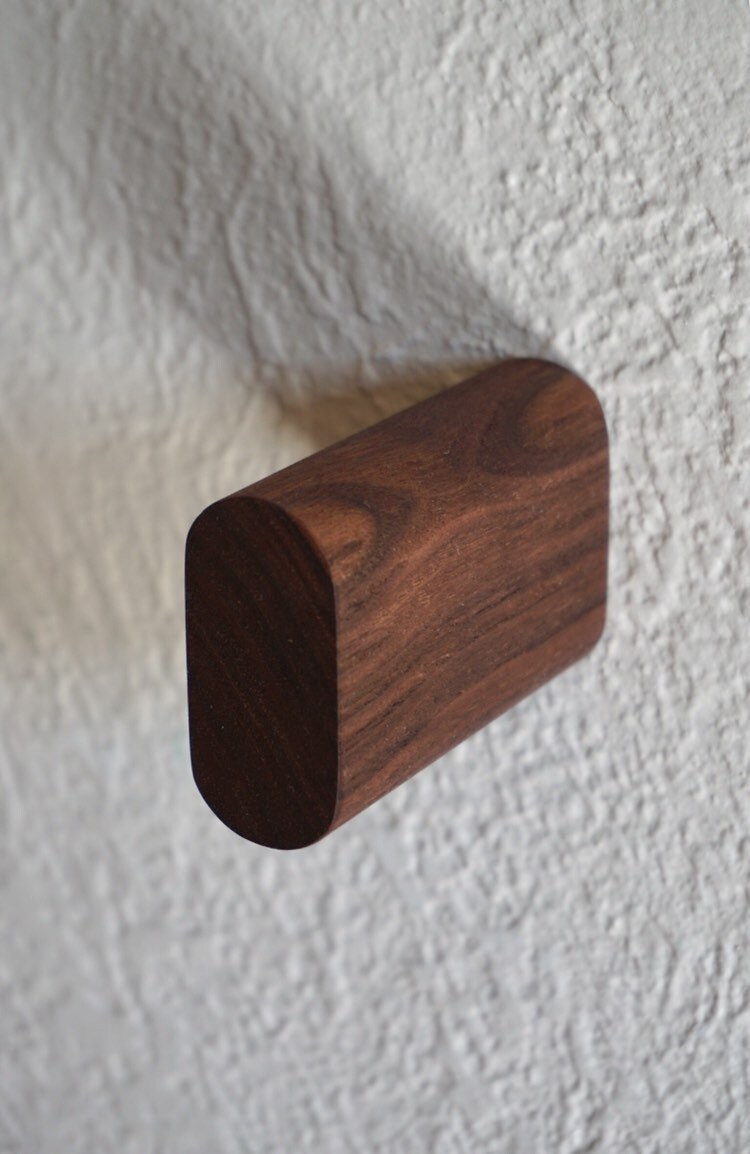 Cheville Murale en Bois Minimaliste - Noyer Massif, Cerisier, Chêne, Érable Crochets Suspendus Moder