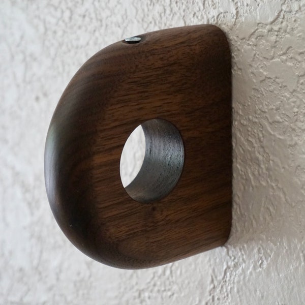 Minimal Rounded Curtain Rod Bracket - - Non-toxic, Modern Rod Holders Hanger, Wall Mounted, Mid Century. Walnut Oak Cherry Maple Black Ash