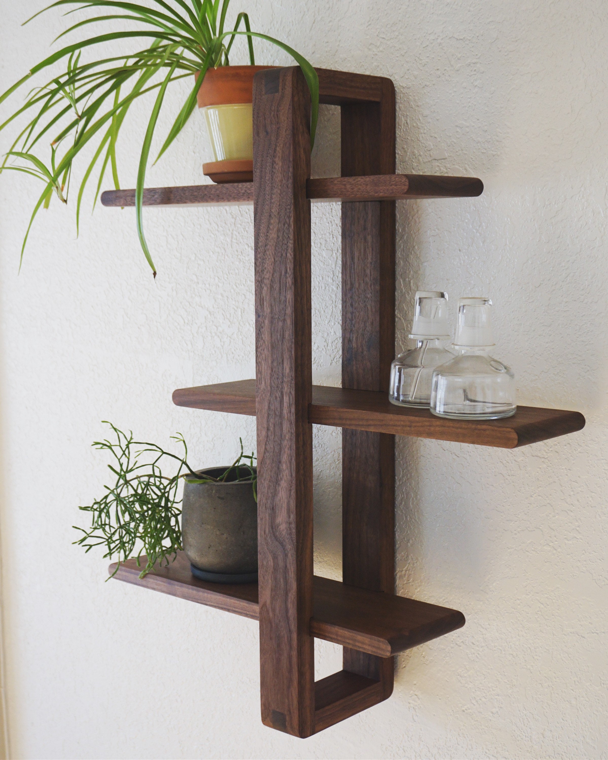 Walnut Shift Shelf the Original Solid Wood Wall Decor for Hanging