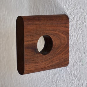 Modern Soft Square Curtain Rod Bracket - Walnut, Cherry, Oak, Maple. Minimal Curtain Holder Solid Wood w/ Natural Finish