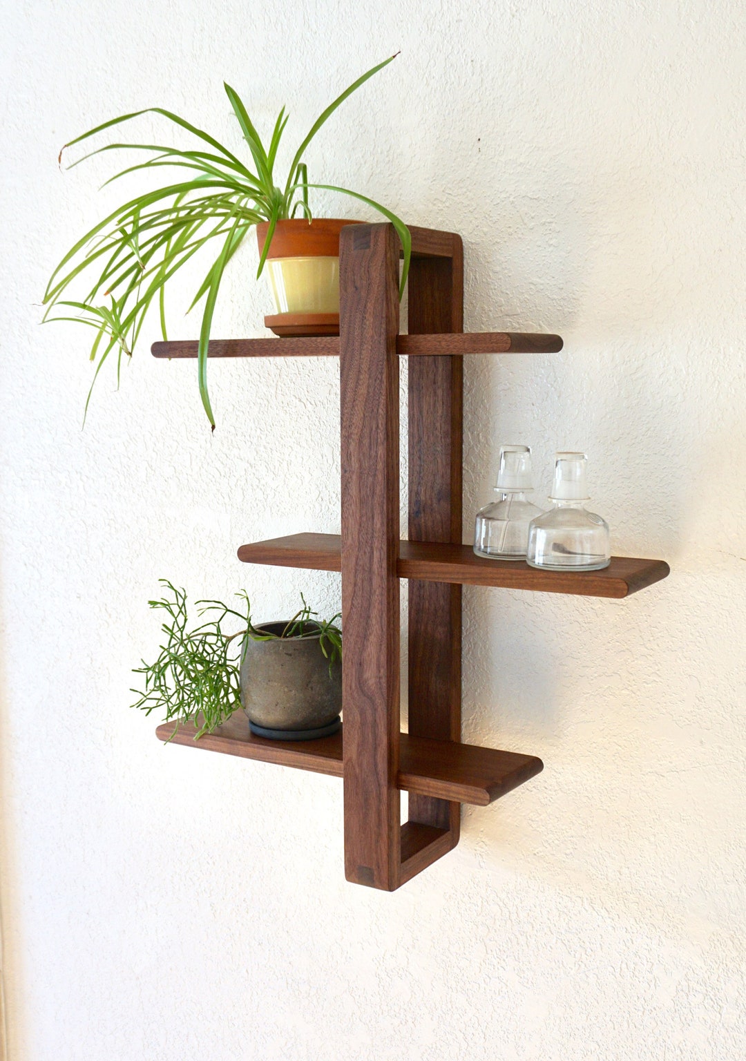 WHAT WE WANT SOLIDWOOD SHELF ウォールナット Scratch Resistant Solid Wood Floating Shelves Wall Mounted