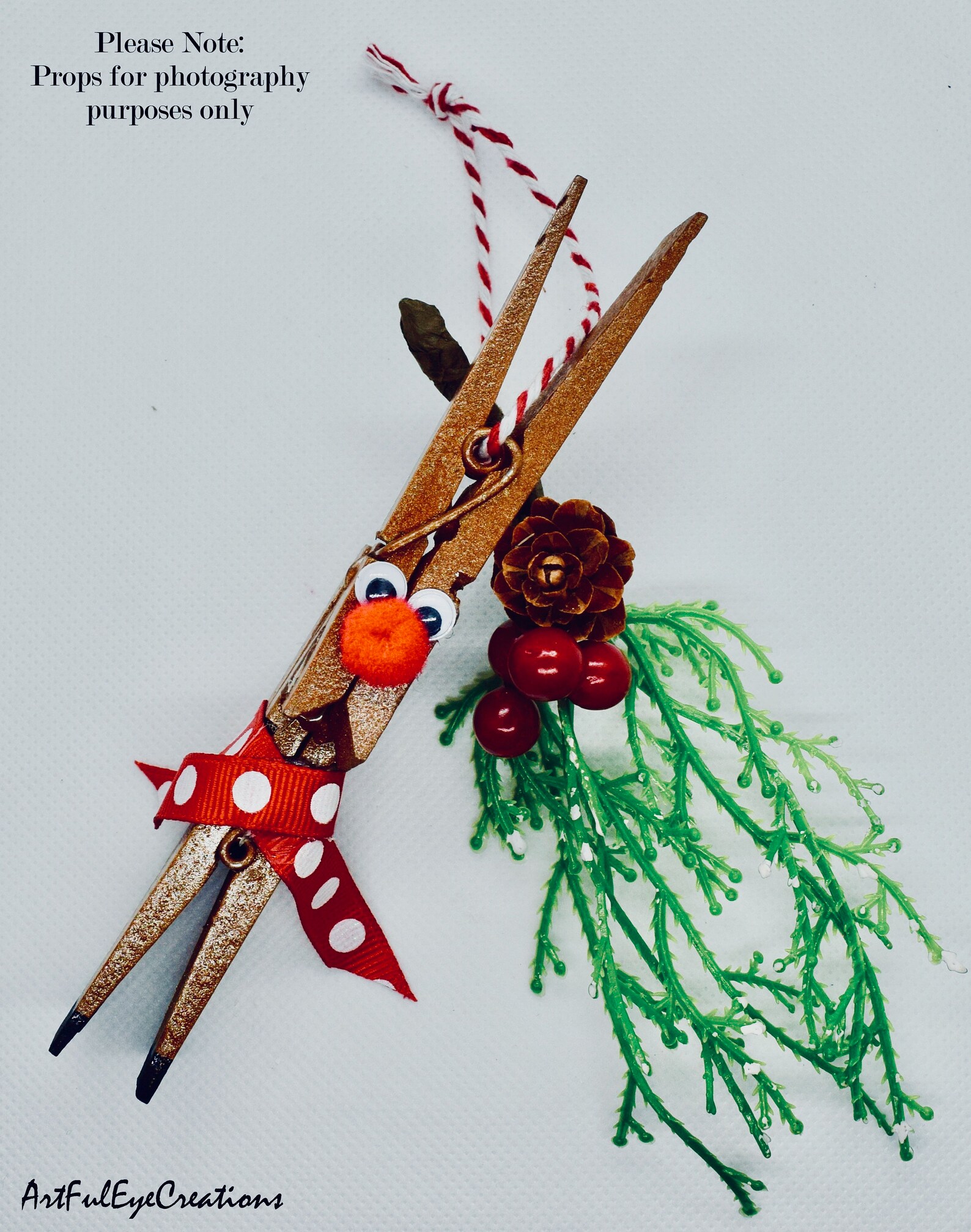 Rudolph Rednosed Reindeer Clothespin Ornament Etsy