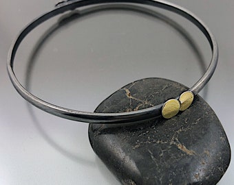 Bangle, Sterling silver with 18K gold accents