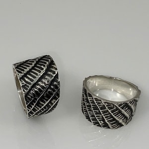 Sterling Silver wide band “Woven Net “ pattern.