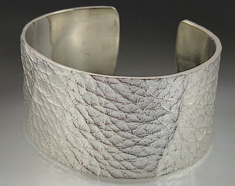 Cuff, Textured sterling Silver
