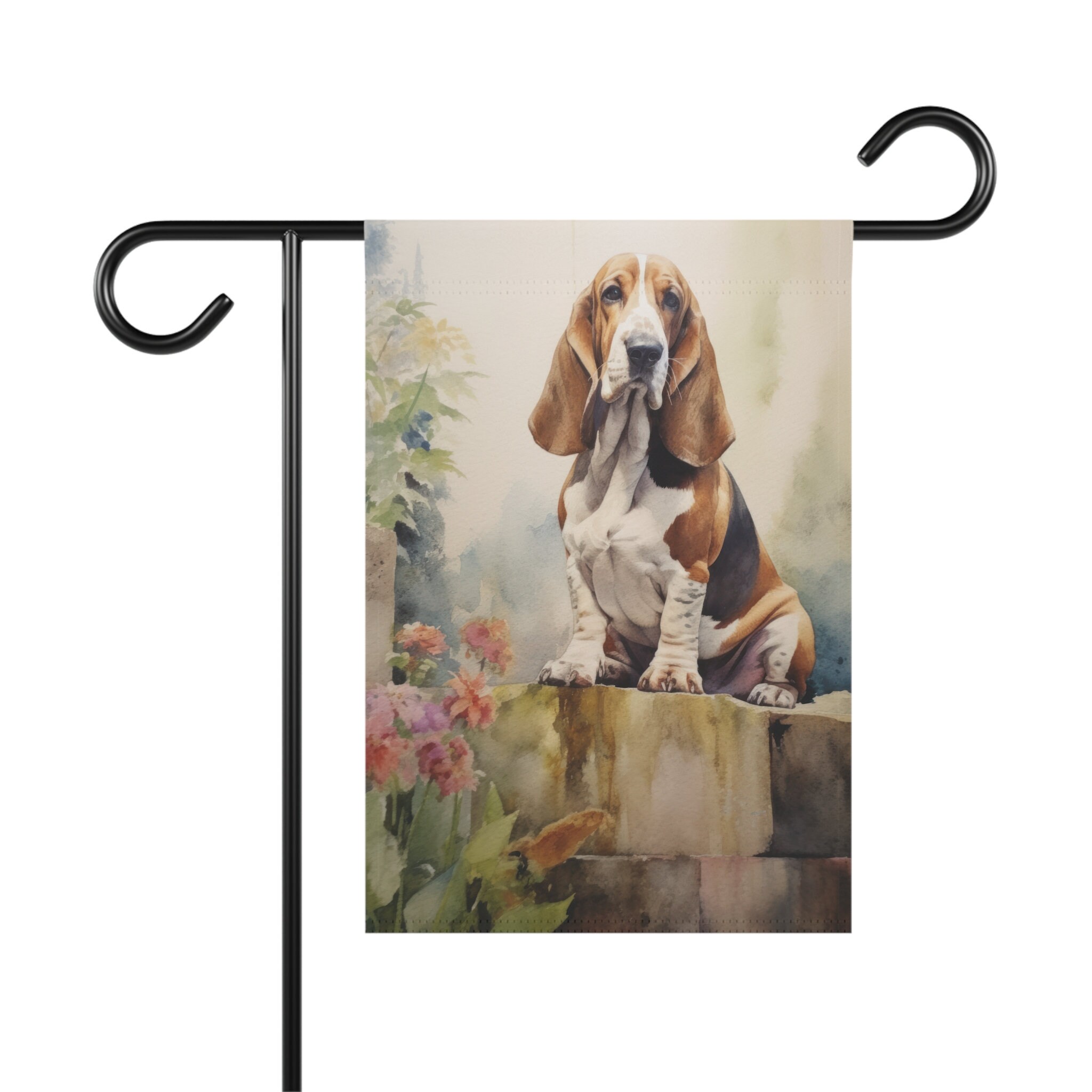 Basset Hound Garden Flag Watercolor Perfect for Summer Yard Etsy