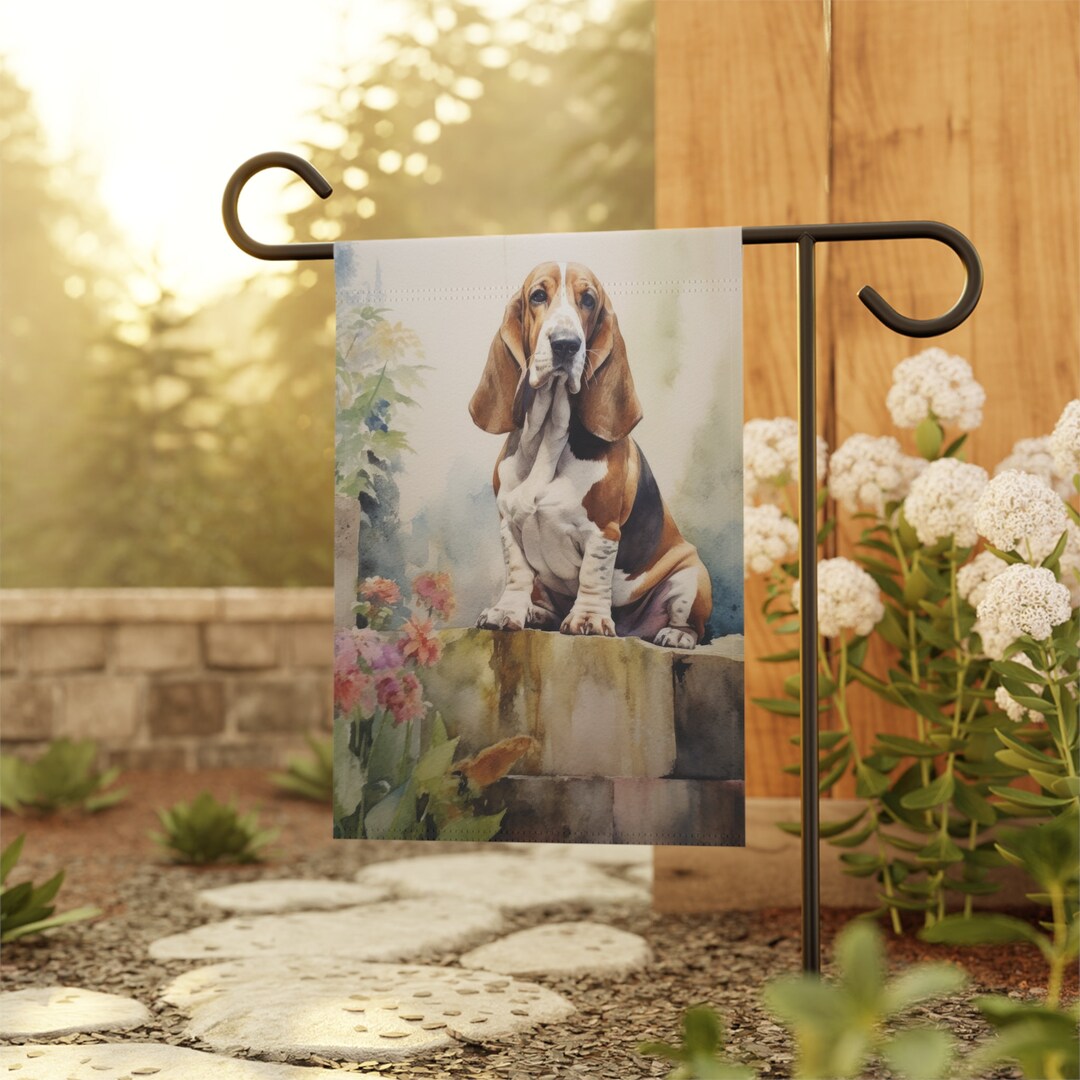 Basset Hound Garden Flag Watercolor Perfect for Summer Yard Etsy