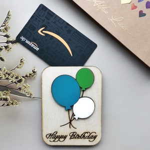 Geburtstag Geschenk, Geldgeschenk, Holzumschlag für Gutscheinkarte, Gutscheinhalter, Verpackung Geschenkkarte, Geschenkkarte idee