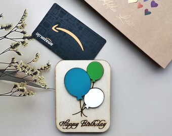 Birthday gift, cash gift, wooden envelope for voucher card, voucher holder, gift card packaging, gift card idea