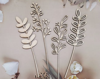 Wooden wildflowers, filigree flowers made of wood, wooden flower decoration, vase decoration, flowers for crafting and painting, flower decoration, flowers sustainably