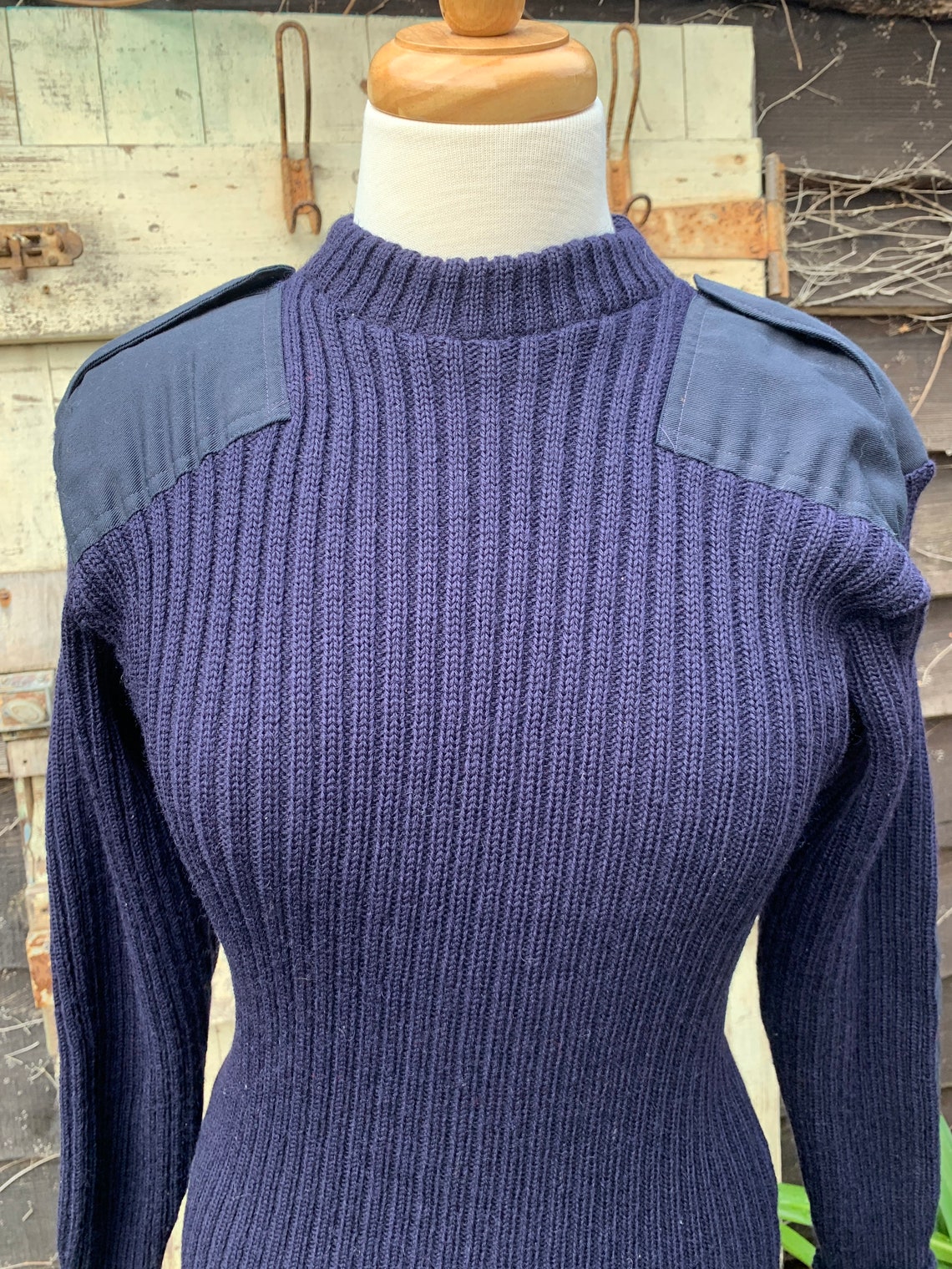 Vintage pure wool Naval navy blue pure wool Jersey combat Etsy