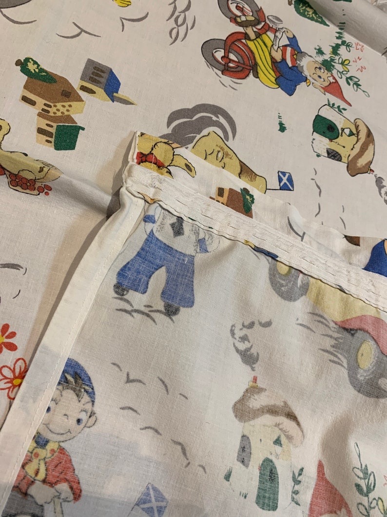 Vintage 1960s Noddy and Big Ears pair of cotton nursery children\u2019s curtains