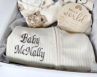 Newborn personalised welcome to the world baby gift box - baby shower gift, new baby gift.