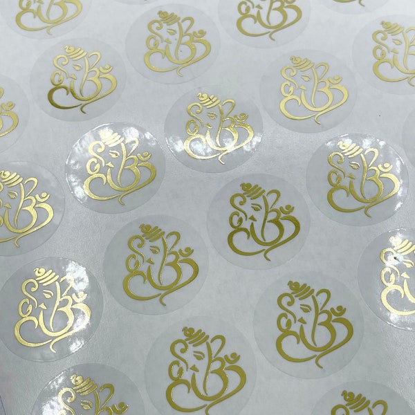 Clear Foiled Ganesh Stickers, Diwali Stickers, Foiled Diwali Stickers, Foiled Ganesh Stickers, Clear Ganesh Stickers, Ganesh Stickers