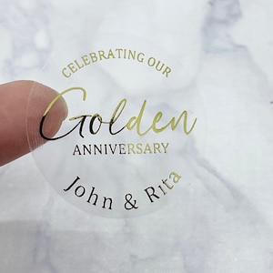 50. Goldenes Jubiläum Aufkleber, 50. Jahrestag Aufkleber, personalisierte Hochzeitstag Aufkleber,