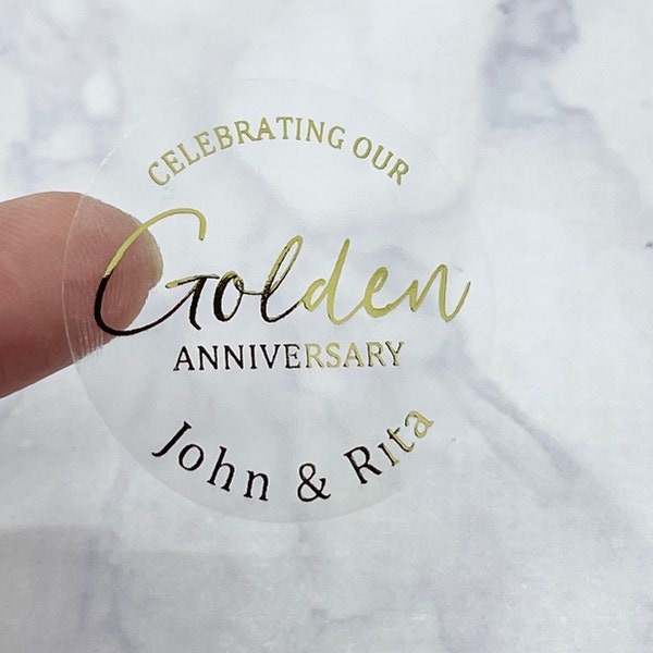 50th Golden Anniversary Stickers, 50th Anniversary Stickers, Personalised Wedding Anniversary Stickers,