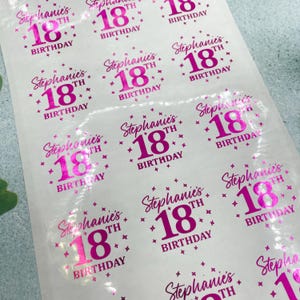 18th Birthday Stickers, Personalised Foiled 18th, Birthday Stickers, 18th Party Favour