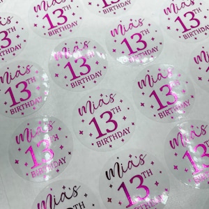 Personalisierte 13. Geburtstagsaufkleber, 13. Geburtstagsaufkleber, Geburtstagsgeschenke für Gastgeschenke