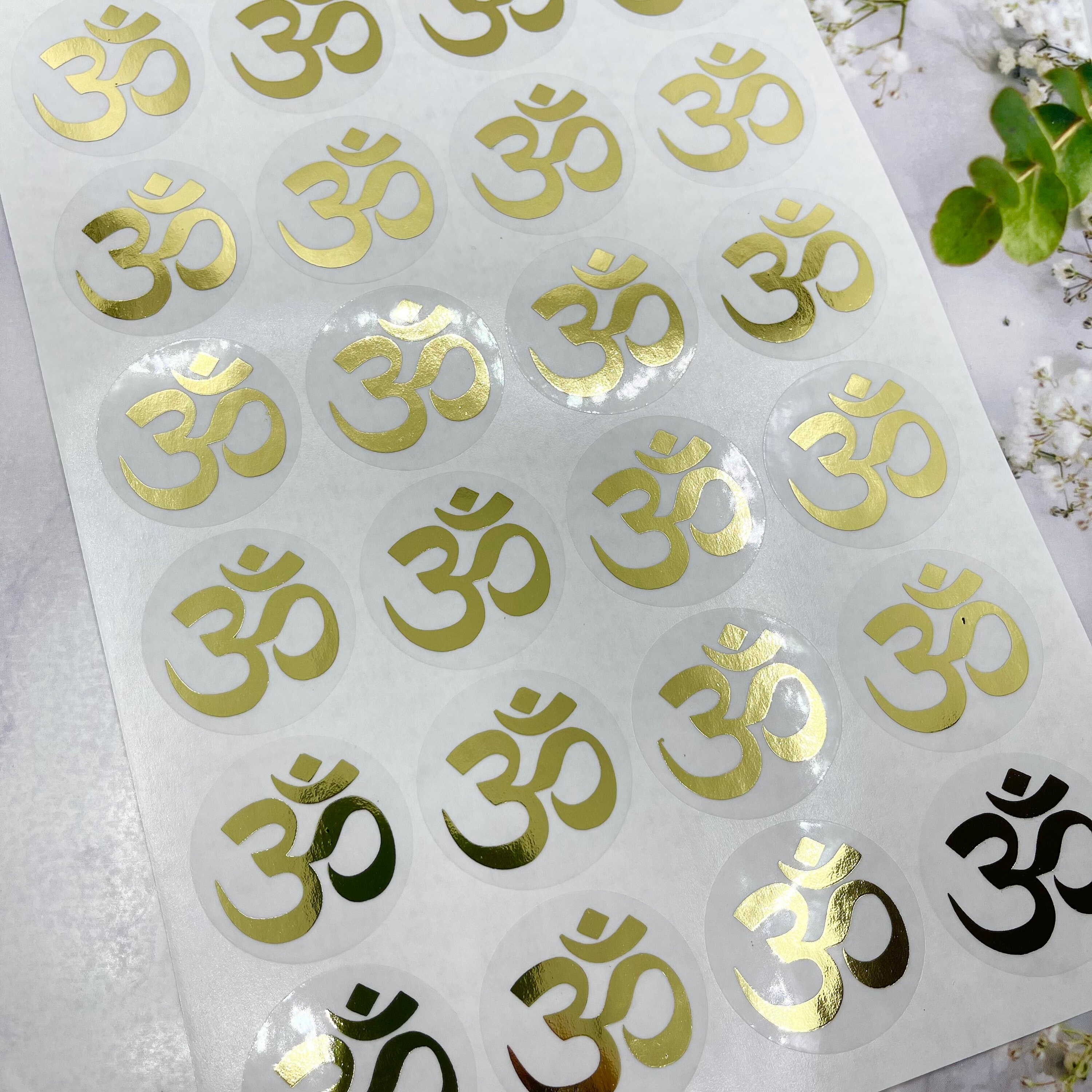 Foiled Om Stickers, Om Stickers, Clear Foiled Om Stickers, Religious ...