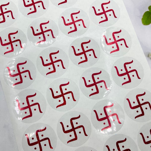 Foiled Hindu Swastika, Hindu Swastika,  Clear Hindu Swastika Stickers, Clear Foiled Hindu Stickers, Religious Hindu Symbols