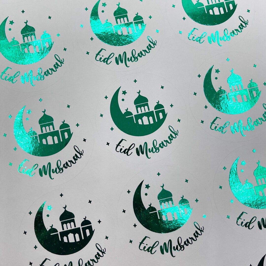 Foiled Eid Mubarak Stickers, Eid Gift Stickers - Etsy