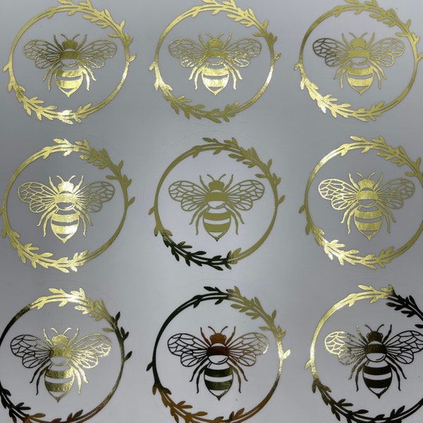 Foiled Bee Stickers, Bee Envelope Seals, Bumble Bee Stickers, Bee Wedding Seals,