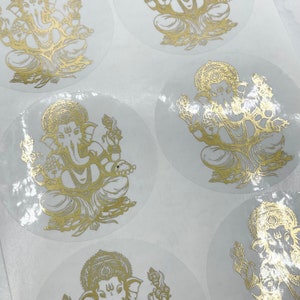 Foiled Ganesha Stickers, Ganapati Stickers, Ganesh Stickers, Foiled Hindu Stickers