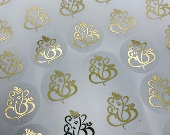 Adesivos de Ganesh com folha metálica, adesivos de Ganesh para eventos hindus, adesivos de Ganesh com folha metálica personalizados, adesivos de Ganesh semitransparentes