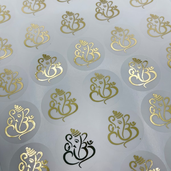 Foiled Ganesh Stickers, Hindu Event Ganesh Stickers, Personalised Foiled Ganesh Stickers, Semi Transparent Ganesh Stickers,