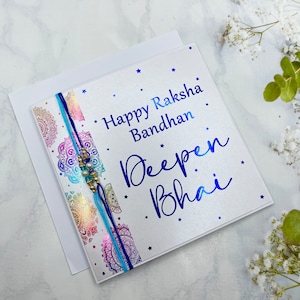 Tarjetas Raksha Bandhan, Tarjetas Rakhri personalizadas, Tarjeta Rakhri, Tarjeta Rakhi para hermano, Tarjeta Rakhri Tarjeta Rakhi, Tarjeta Mandala Rakhi