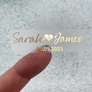 Stickers personnalisés rectangles de mariage, Stickers cadeaux de mariage
